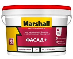 Краска фасадная Marshall Фасад+ глубокоматовая цвет белый BW (2,5л)