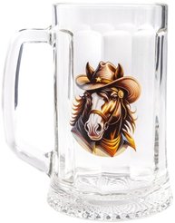 Кружка д/пива OSZ лошадь-ковбой 500мл стекло
