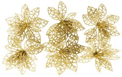 Украшение SY17GJ-057G цветок пуансетия 10см,золото (6шт)