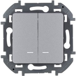 Выключатель 2-клавишный с подсветкой LEGRAND Inspiria 673632 алюминий