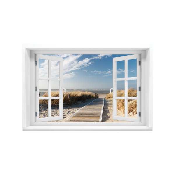 Фотообои Окно с видом на море 180х119см бумажные