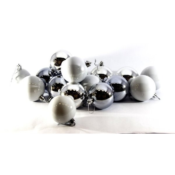 Набор из 16 шаров 60мм серый/серебристый/белый SY-1456