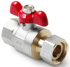 Кран латунный полнопроходной с накидной гайкой Pro Aqua 3/4" ручка-бабочка