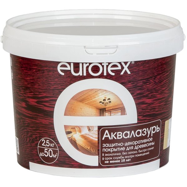 Покрытие защитно-декоративное Eurotex Аквалазурь ваниль (2,5кг)