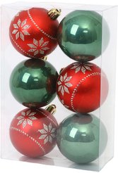 Набор шаров 6шт 6см, жемчужно-зеленый+красный, SYQB-0125004