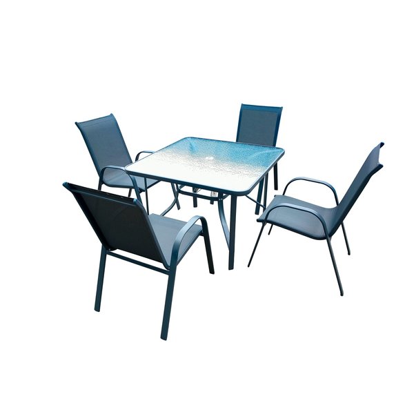 Набор садовой мебели (стол+4 стула), сталь/текстилен, F0829