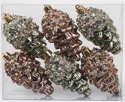 Набор украшений Шишки 6шт 9см, зеленый+коричневый, SYQD1-0125141