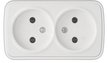 Розетка двойная накладная Электра IP20 10А без заземления цвет белый