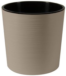 Кашпо пластиковое Вега d25см h15см v10,2л, фраппе, с вкладкой
