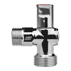 Кран латунный хромированный угловой MPF 1/2"х3/4" наружная резьба,ручка сверху