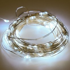 Электрогирлянда внутренняя Струна 10м 100LED, холодный белый, на батарейках (тип: АА)