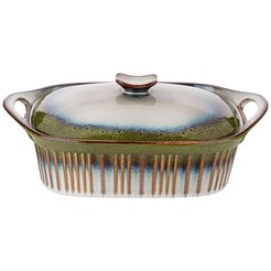 Форма д/запекания прямоугольная Agness Reactive green 33х23,2х9,5/12,8см 2л керамика, крышка керамика