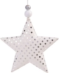 Украшение подвесное новогоднее Звезда с серебряными кружочками 10,5x1,5x10,5см,81481