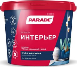 Краска влагостойкая акриловая Parade W3 белая матовая (5л)