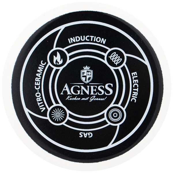 Набор мисок Аgness Deluxe 600мл/900мл/1,3л эмаль, крышка пластик, индукция