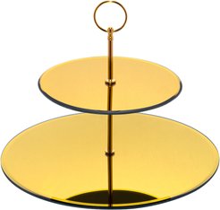 Блюдо сервировочное 2-х ярусное Agness Golden Mirror 19/30х35см стекло