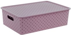 Корзинка д/хранения Violet Береста 7,5л 35х24,5х10,5см с крышкой, сирень ПП