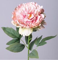 Цветок искусственный Пион кремово-розовый 62см
