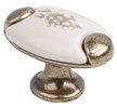 Ручка-кнопка KF05-09 OAB с фарфором оксидированная бронза