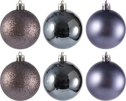 Набор шаров 6шт 6см серый (глянец: 2шт, матовые: 2шт, глиттер: 2шт), SYQA-0123123-GR