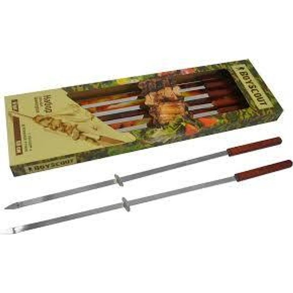 Набор шампуров BoyScout 55см прямые 6 шт с деревянными ручками