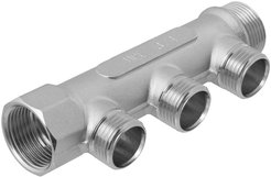 Коллектор латунный 3/4" на 3 выхода 1/2" с наружной резьбой