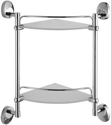 Полка стеклянная двухъярусная с круглыми ножками HB1607-2