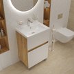 Тумба напольная TWIN 60см 2 ящика дуб вотан-белый глянец в комплекте с раковиной