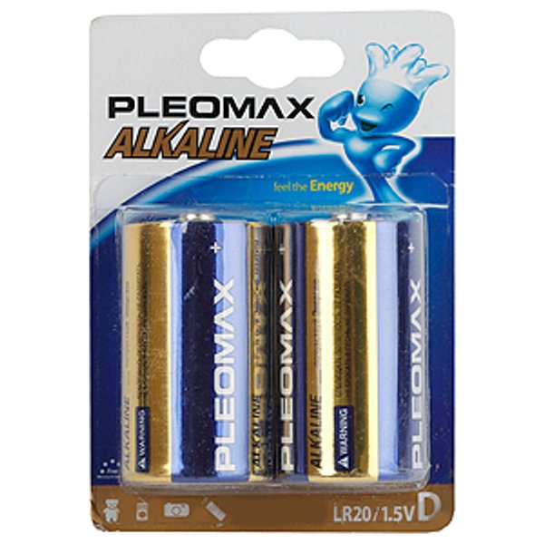 Батарейка алкалиновая Pleomax D/LR20-2BL 2шт