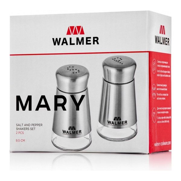 Набор д/специй Walmer Mary солонка+перечница 9,5см стекло