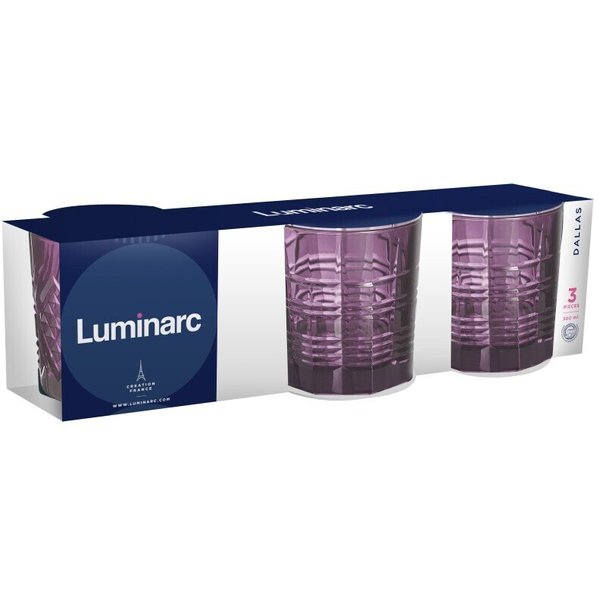 Набор стаканов Luminarc Dallas лилак 300мл 3шт низкие, стекло