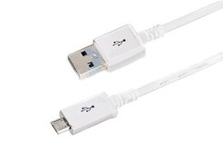Кабель USB microUSB длиный штекер шнур плоский 1м белый