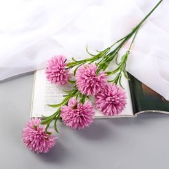 Цветок искусственный Хризантема помпон сиреневый 80см