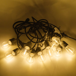 Электрогирлянда внешняя Лампы 5м 10LED IP65, теплый белый, контролер, с коннектором, черный кабель