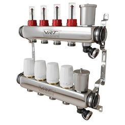 Группа коллекторная с расходомерами VRT 1"x3/4" 4 вых.нерж.сталь