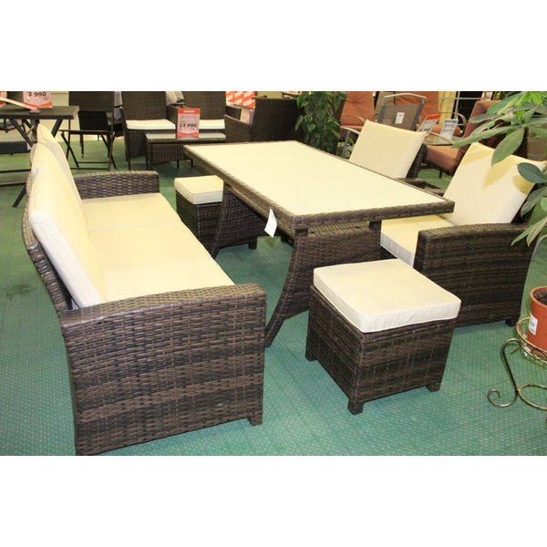 Комплект мебели F5788 6 предметов (стол, диван 2-х, 2 стула, 2 пуфа)