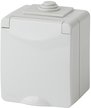 Розетка накладная с крышкой IP65 Эра Эксперт цвет серый