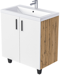 Тумба напольная VEIN 80см дуб вотан/белая аляска в комплекте с раковиной