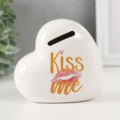 Копилка керамика Белое сердце - Kiss me 11х5х10,5см арт.9735428