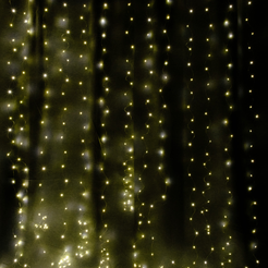 Электрогирлянда внутренняя Занавес Струны 3х3м 600LED, теплый белый, USB, пульт ДУ, серебристый кабель