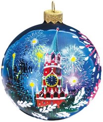 Украшение елочное шар Кремль стекло 8см