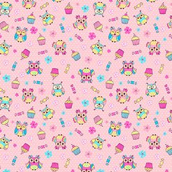 Ситец мерный набивной Совушки, ширина 95см