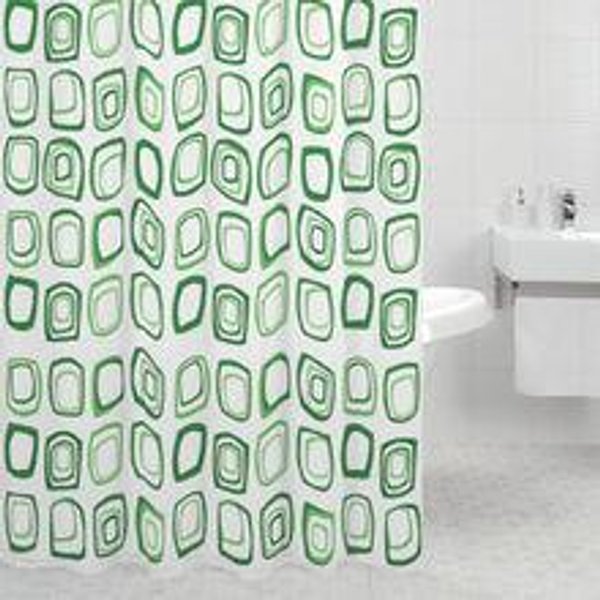 Штора для ванной комнаты 180х200 п/э R.Squares (green)611P180M11