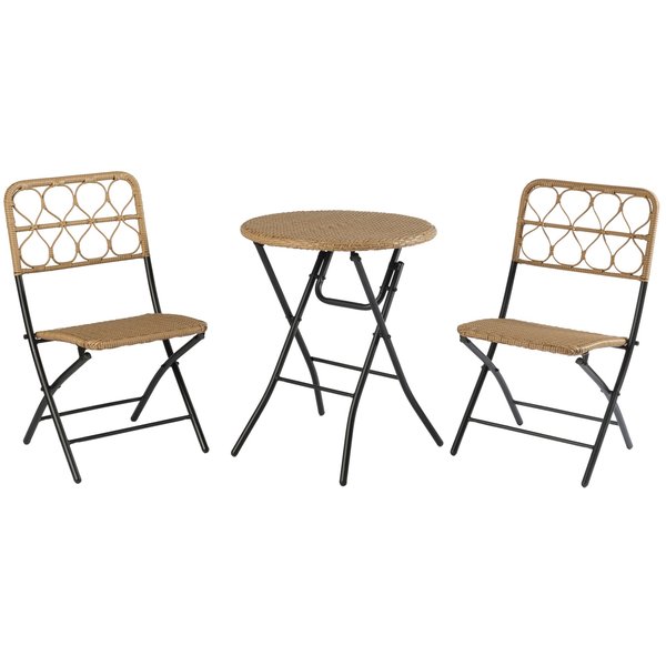 Набор садовой мебели Аруба (столик+2 складных стула), сталь/иск.ротанг, бежевый, SG-22012