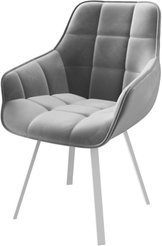 Стул кухонный Mamadoma Romeo d09 46х43х87см велюр/металл, серый/белый, поворотный