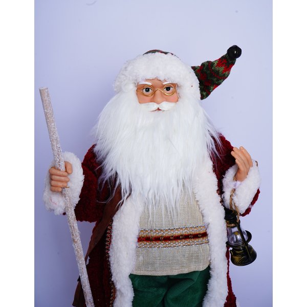 Фигура Дед мороз 60см с посохом и фонарём SYLRC-052018