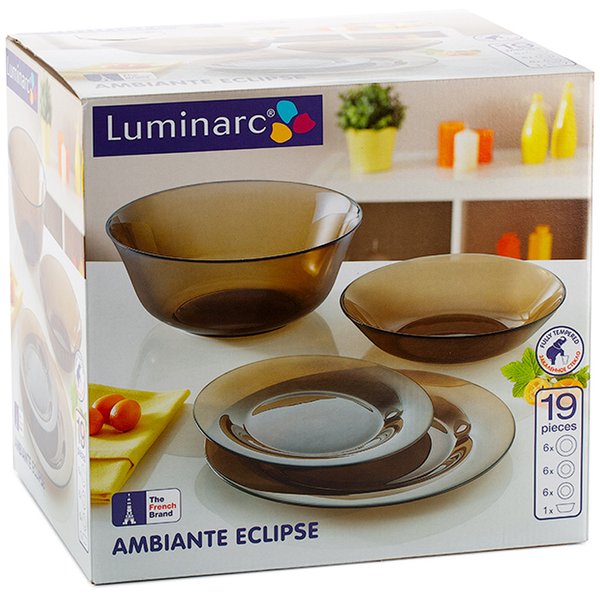 Набор столовый Luminarc Ambiante Eclipse 19пр., тарелки суповые, обеденные, десертные, салатник, стекло