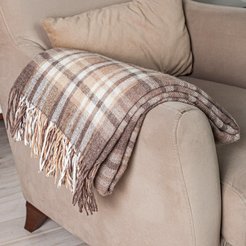 Плед смесовой Vse DOMA Метро 140х200см бел-беж-кор (шерсть 50%)