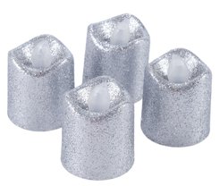 Набор свечей светодиодных 4шт 3,5х4,5см, цвет: серебро, теплый белый свет, на батарейках LR1130, SYLZB-2323113