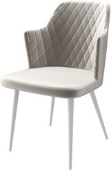 Стул кухонный Mamadoma Freddy-R1 d08 46х44х86см велюр/металл, серый/белый, поворотный